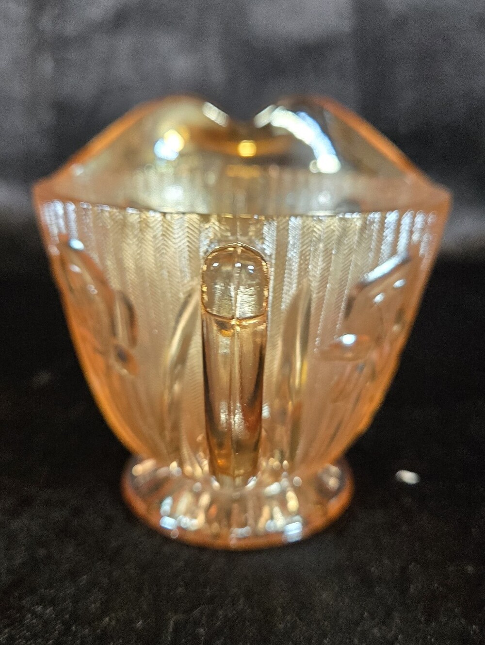 Vintage Iris and Herringbone Jeanette Depression Glass Creamer Marigold Orange - Picture 4 of 6